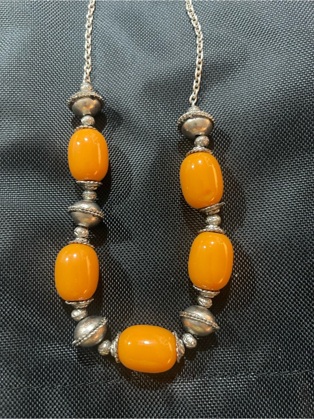 Vintage Orange Beaded Statement Necklace